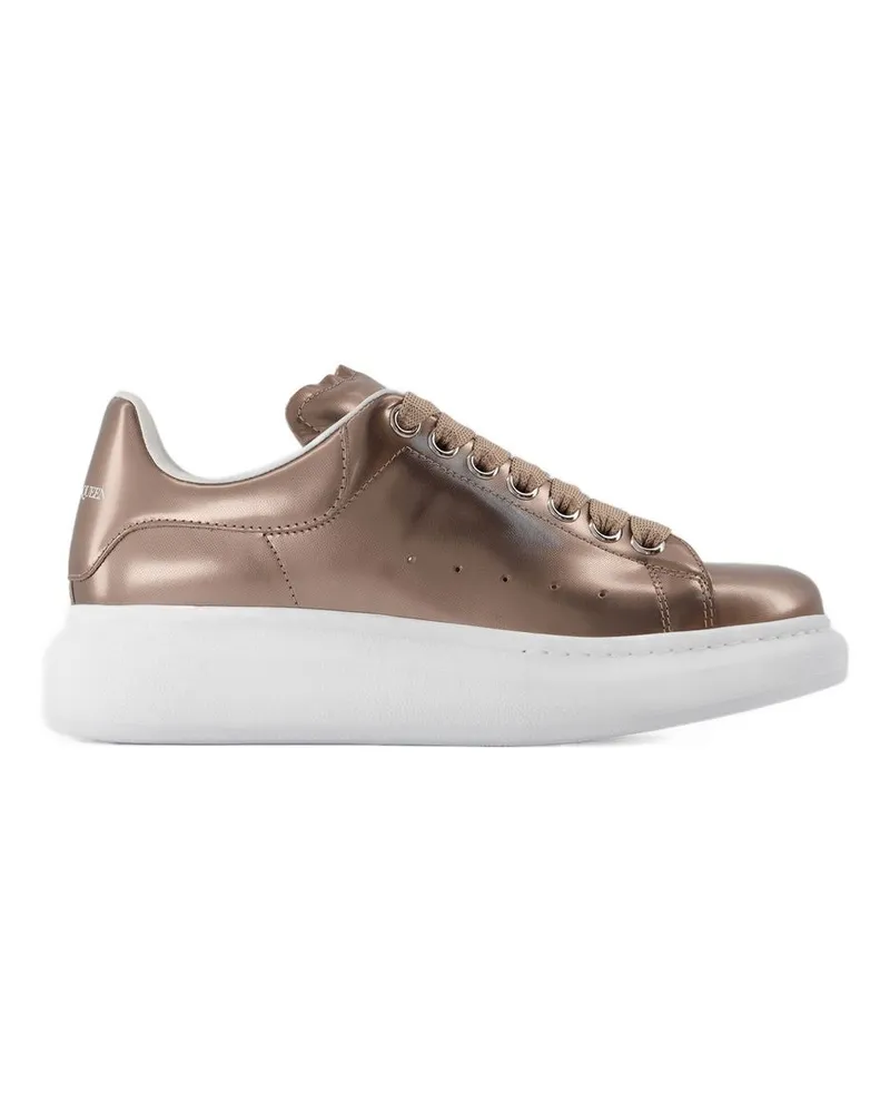 Alexander McQueen Women's Metallic Leather Oversized Sneaker Rose Gold Calfskin Rose