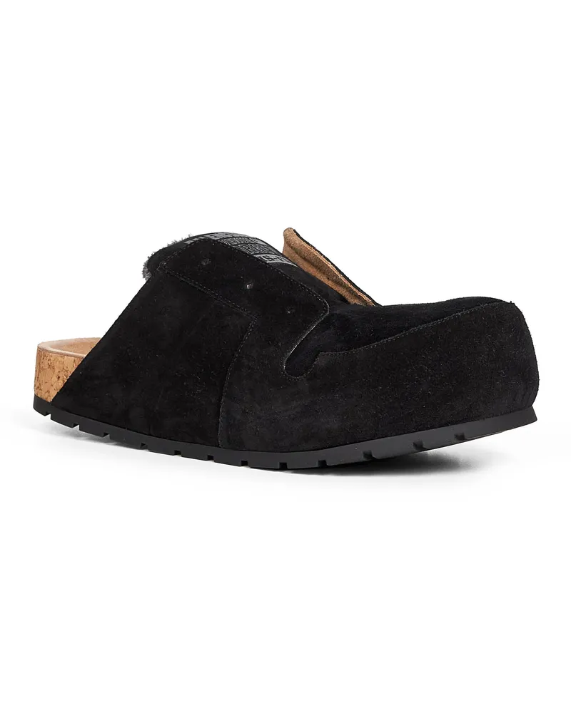Balenciaga Men's Mules Black Suede Calfskin Calf Leather Sandal Black