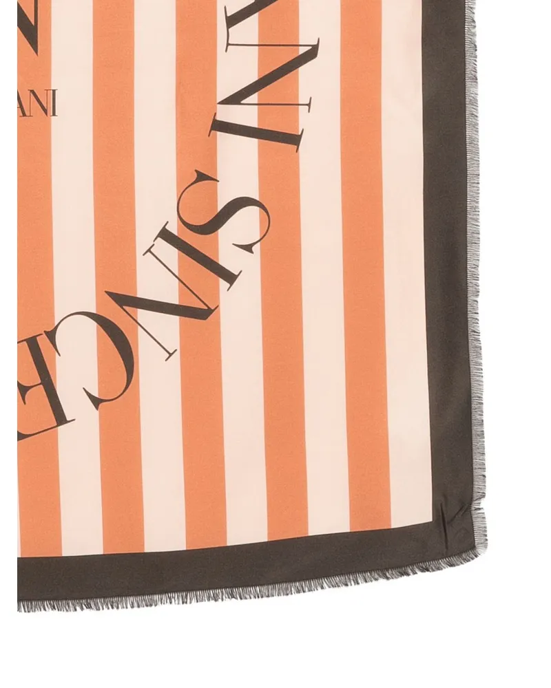 Emporio Armani Icon Logo-Print Silk Scarf — Coral Coral