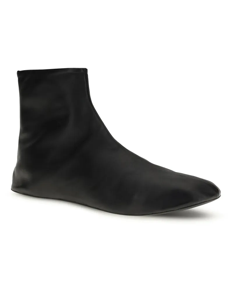 The Row Women's Leather Ankle Boots Lined With Soft Shearling Black Black