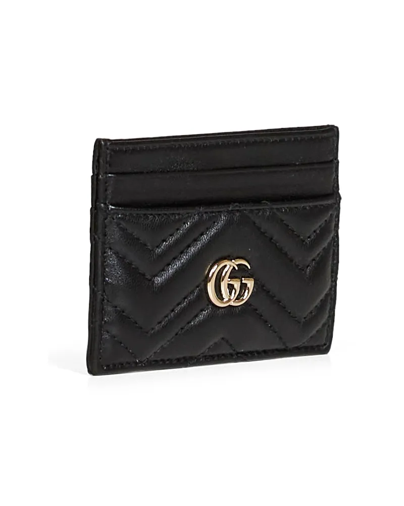 Gucci Women's Card Holder Gg Marmont Black Leather Calfskin Wallets & Purses Black