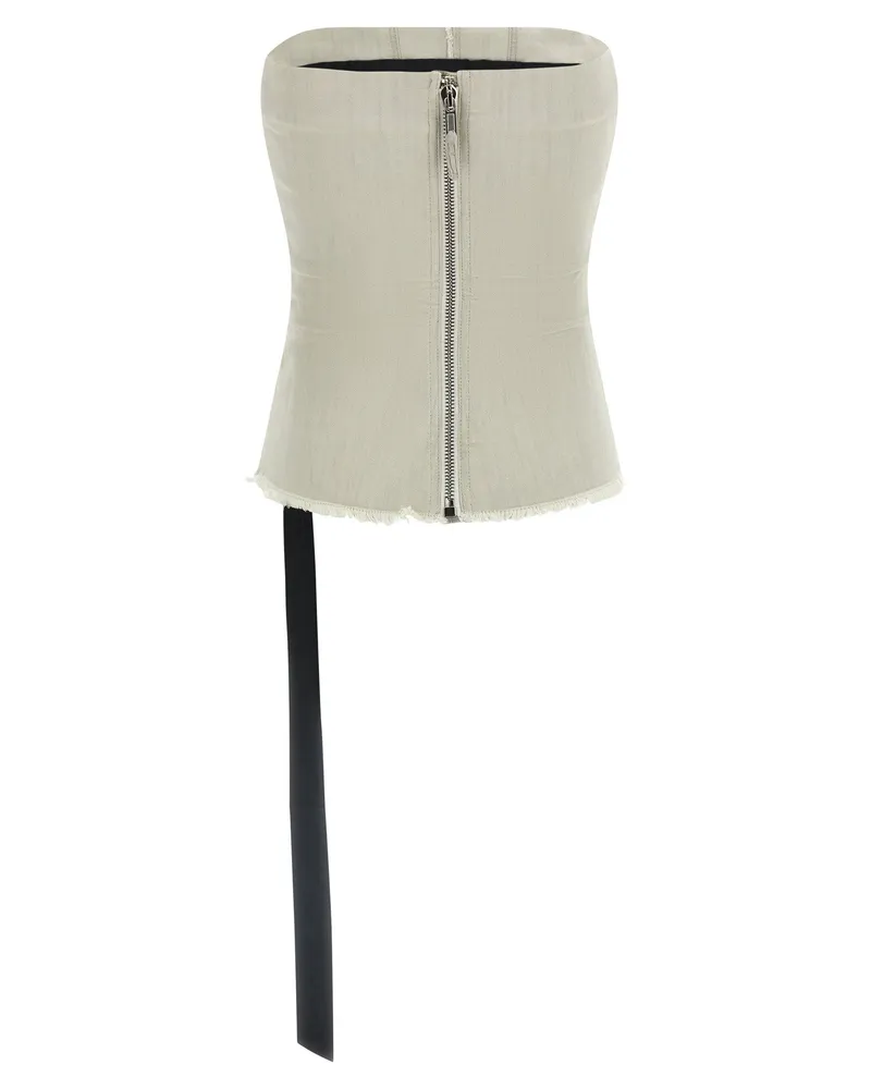 DRKSHDW by Rick Owens Garment-Dyed Cotton Denim Bustier Tank Top — Off-White Off-white