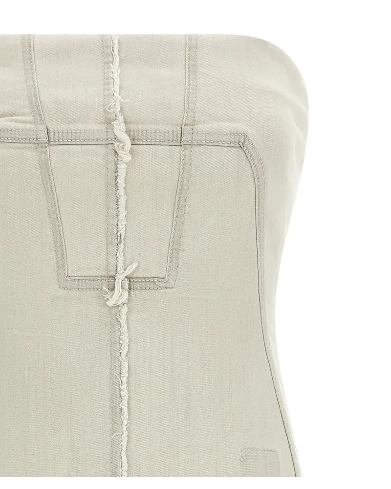 DRKSHDW by Rick Owens Garment-Dyed Cotton Denim Bustier Tank Top — Off-White Off-white