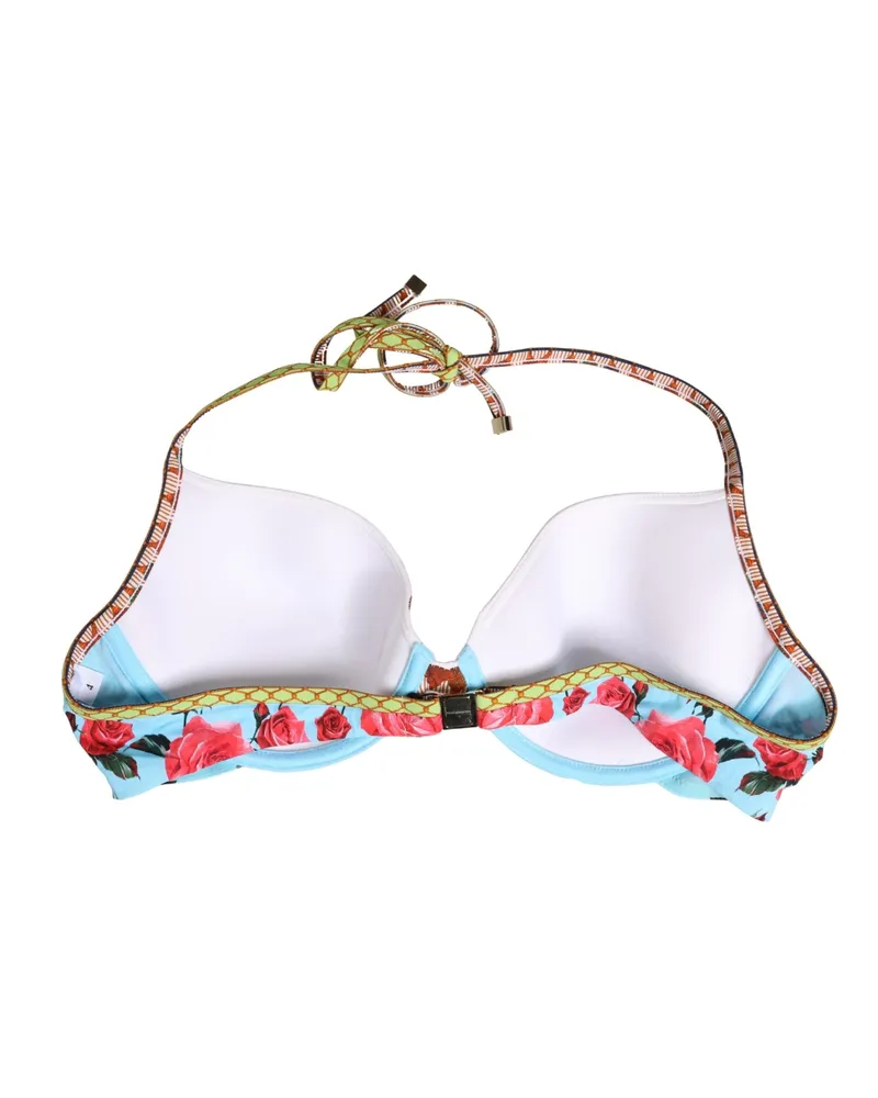 Dolce & Gabbana Women's Multicolor Floral Print Halter Bikini Top Swimwear Elastane Nylon Multicolor