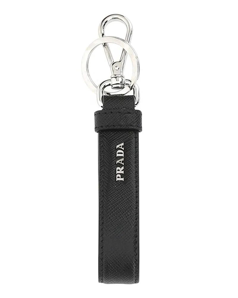Prada Men's Black Leather Key Ring F0002 Portachiavi Keychains Black