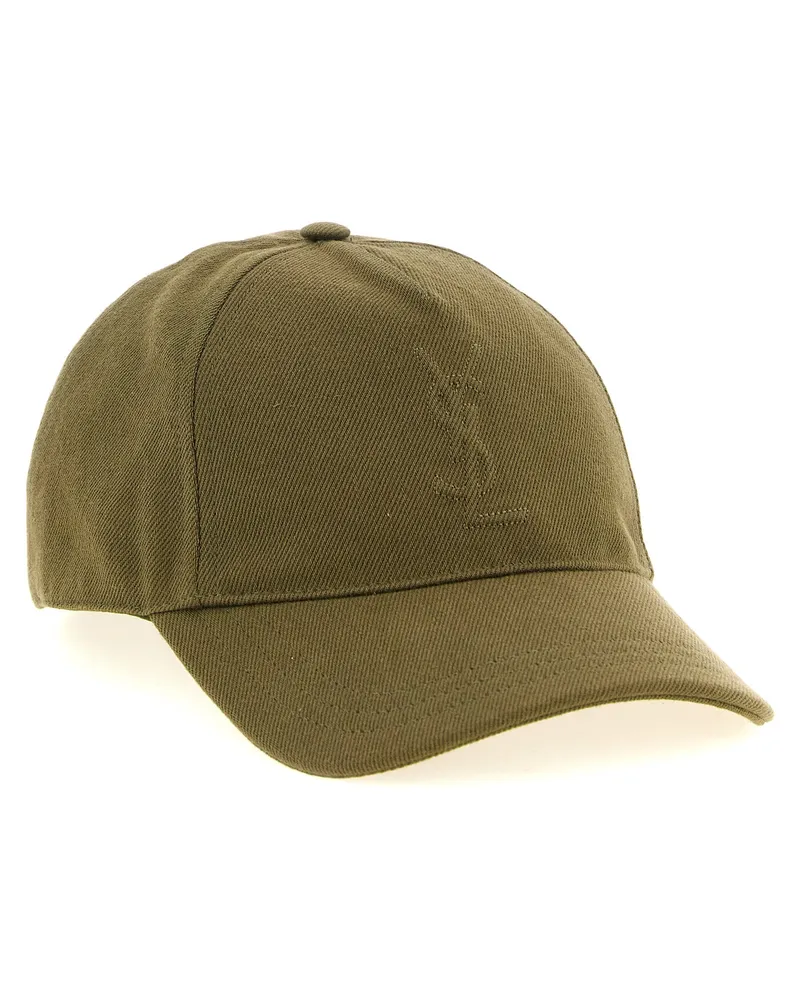Saint Laurent Men's Bicolor Cotton Cap (baseball Hat Green