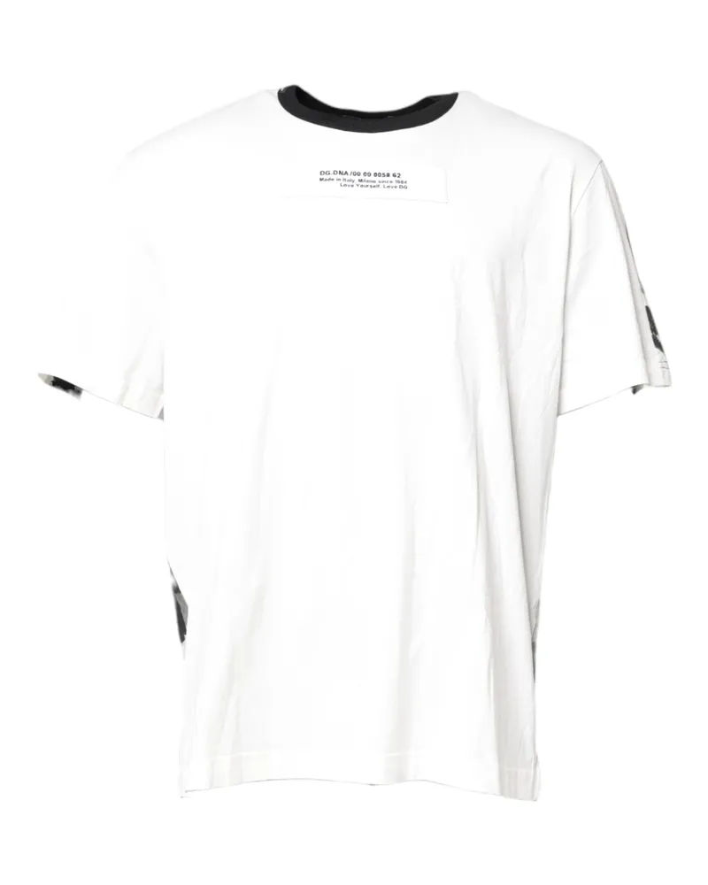 Dolce & Gabbana Men's Multicolor Camouflage Crew Neck T-Shirt Cotton White