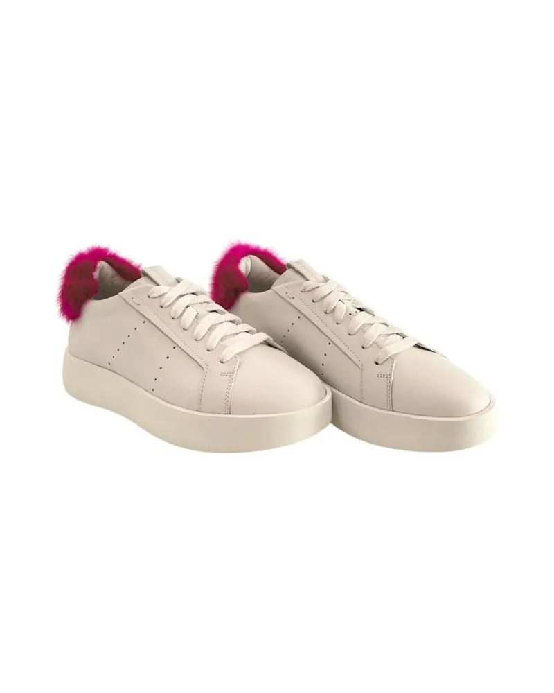 Santoni White Leather Women Sneakers White