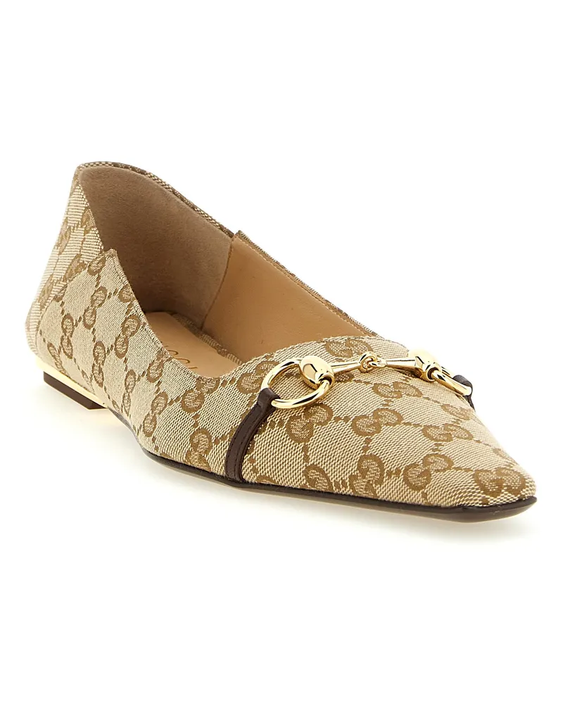 Gucci Women's Beige Polyester Ballet Flats Beige