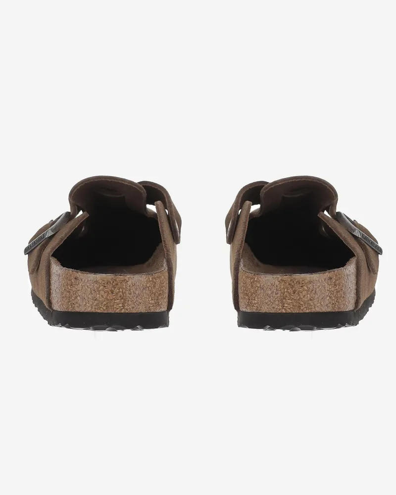Birkenstock Unisex Clogs Boston Suede Brown Leather Slippers Flat Shoes Brown