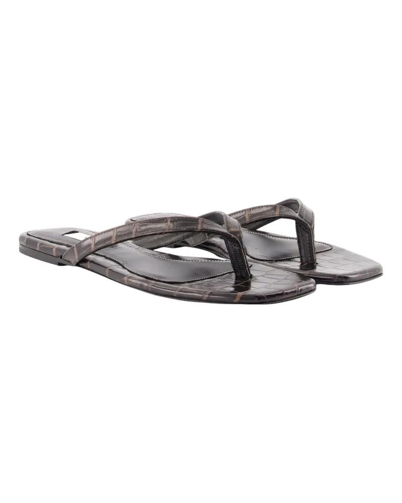 Totême Women's Croco Sandals -  Leather Brown Calfskin Shoes Brown