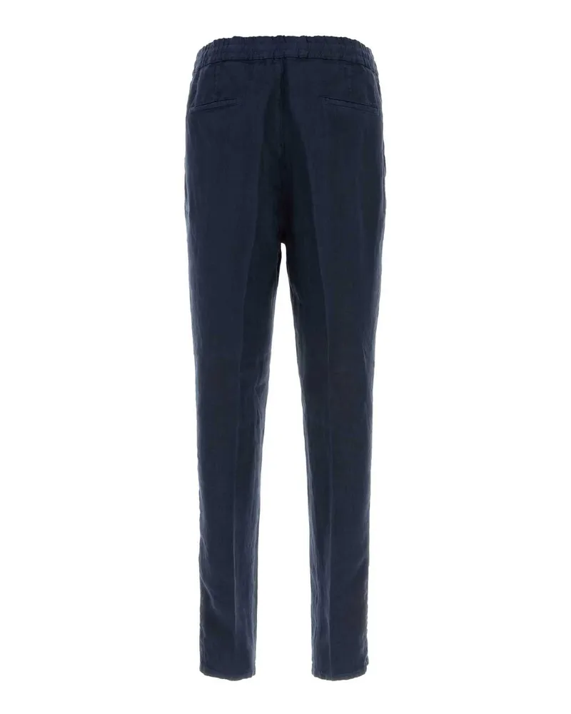 Brunello Cucinelli Men's Blue Linen Pant C6053 Exterior: Pantaloni Trousers Navy