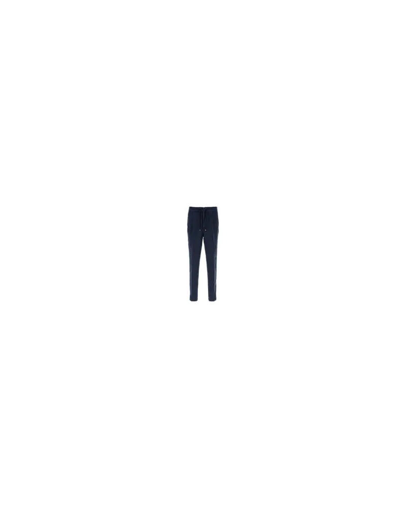 Brunello Cucinelli Men's Blue Linen Pant C6053 Exterior: Pantaloni Trousers Navy