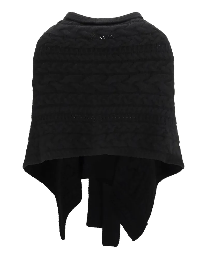 Ermanno Scervino Cable-Knit Cashmere Cape — Black Black