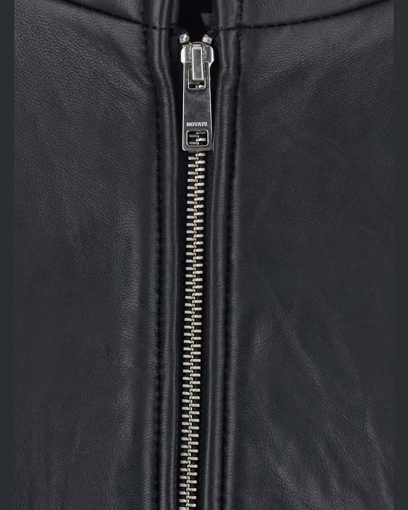 ROTATE Birger Christensen Oversized Leather Jacket — Black Black