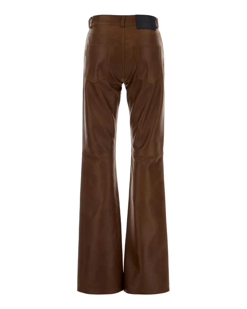 Haikure Women's Chocolate Leather Pant Tan Exterior: Lamb Jean Brown