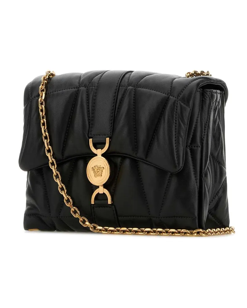 Versace Quilted Lamb Leather Shoulder Bag — Black Black