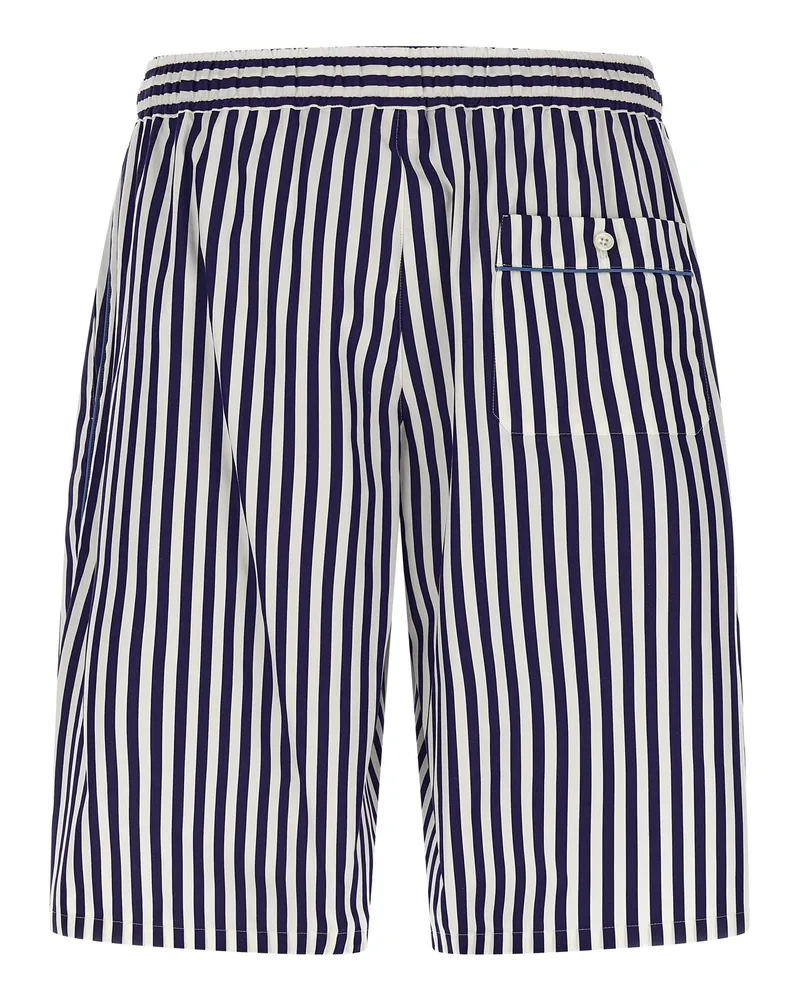 Dolce & Gabbana Striped Cotton-Silk Bermuda Shorts — Navy Navy