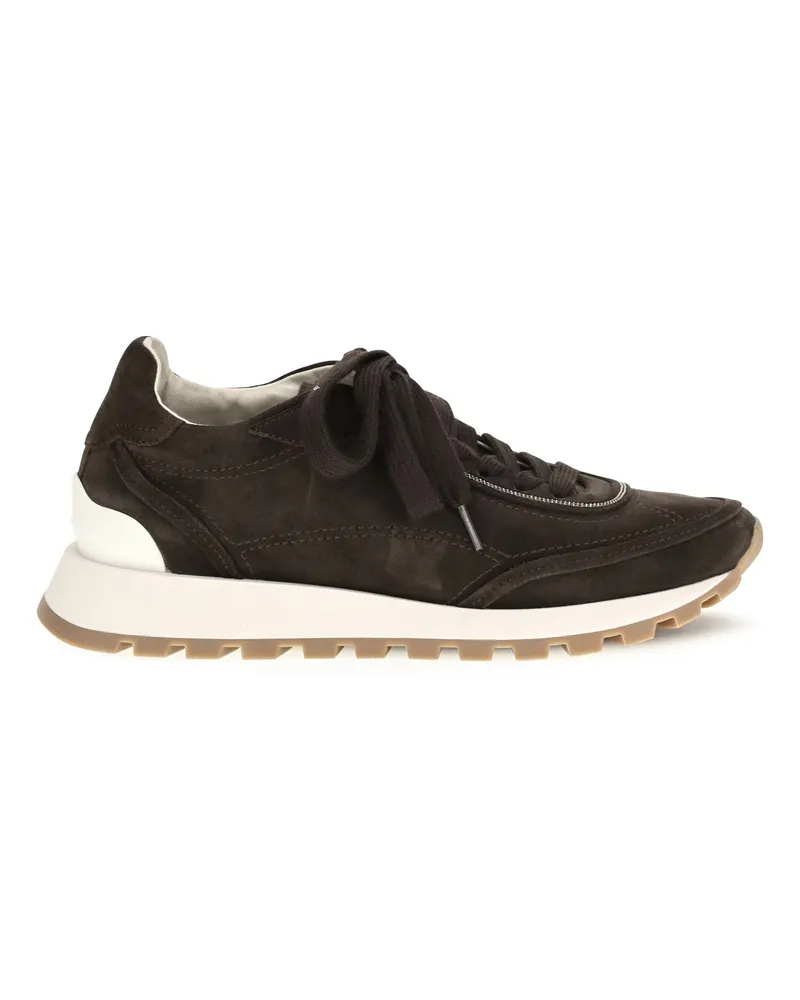 Brunello Cucinelli Women's Sneakers Suede Blue Upper: Trainers Black
