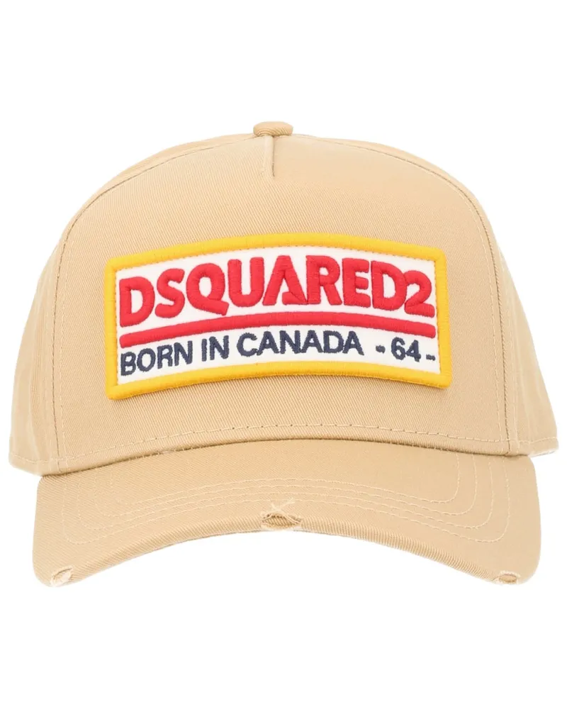 Dsquared2 BCM0983_05C000015130 Logo-Patch Cotton Baseball Cap — Beige Beige