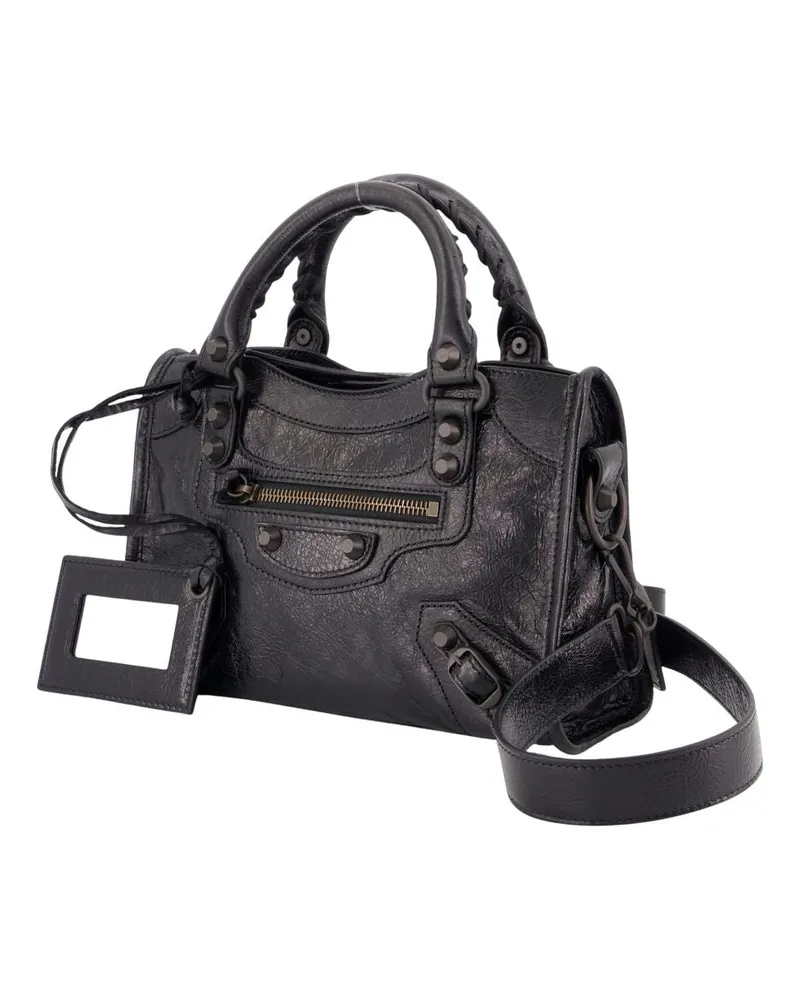 Balenciaga Women's Le City Mini Bag -  Leather Black Lambskin Handbags-Purses Black