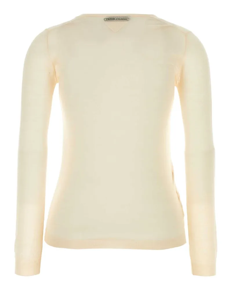 Prada Women's Skin Pink Cashmere Blend Sweater Naturale Exterior: Silk Maglieria Beige