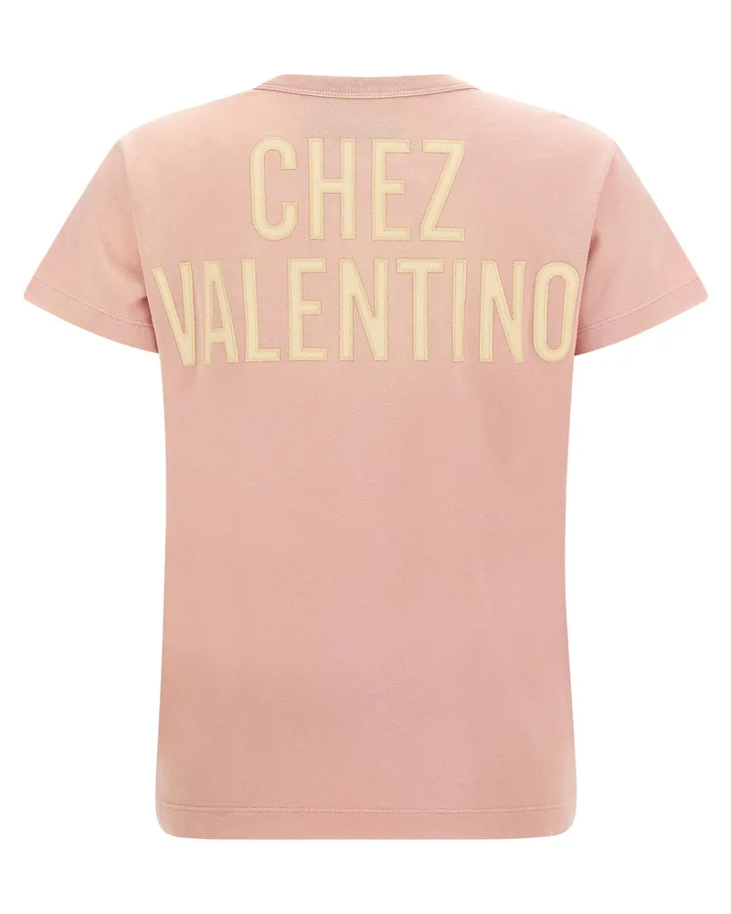 Valentino Garavani Metallic Logo Print T-shirt — Pink Pink