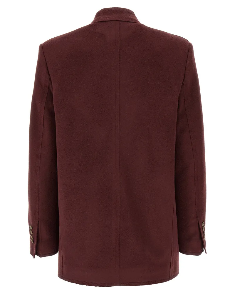 Etro Double-Breasted Wool-Cashmere Blazer — Burgundy Burgundy