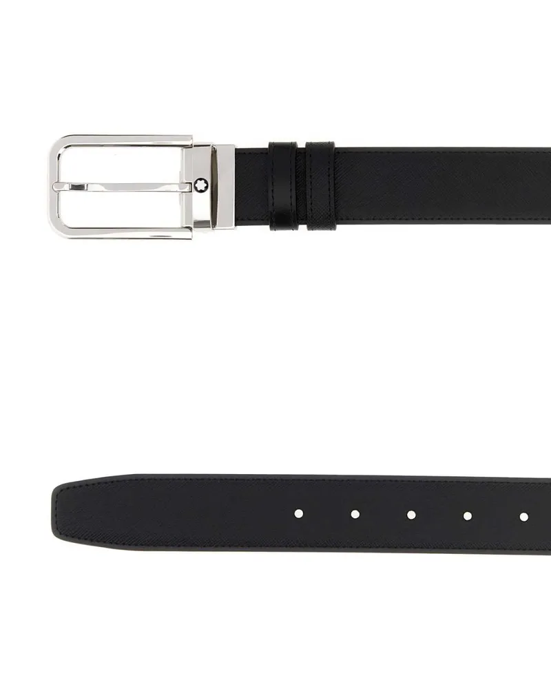 Montblanc Leather Reversible Belt — Black Black