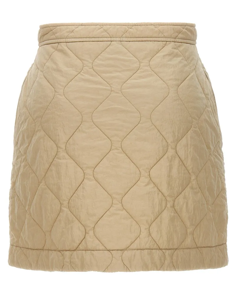 Burberry Quilted Nylon Skirt — Beige Beige