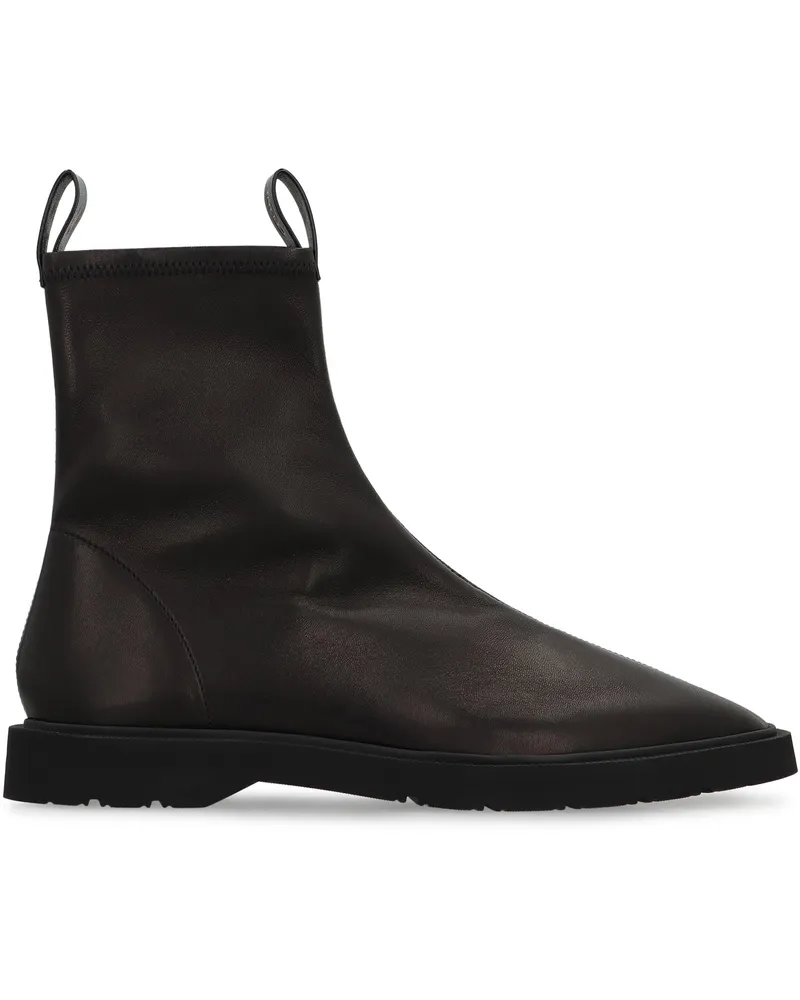 Celine Men's Leather Ankle Boot With Tapered Shape Black Lamb Black