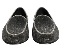 Crystal-Embellished Leather Loafer — Black