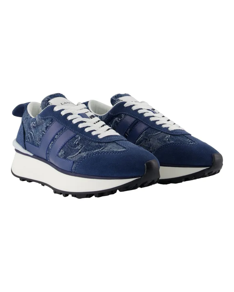 Lanvin Women's Bumpr Sneakers -  Leather Blue Calfskin Shoes Blue