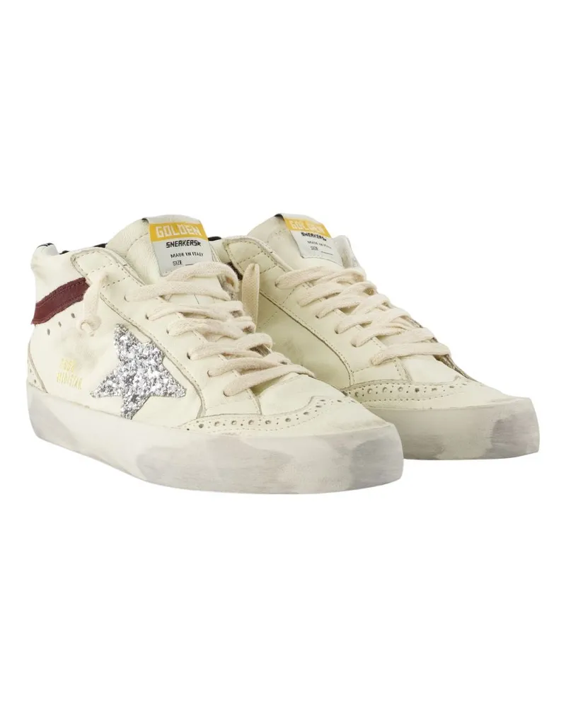 Golden Goose Women's Mid Star Sneaker White Lambskin White