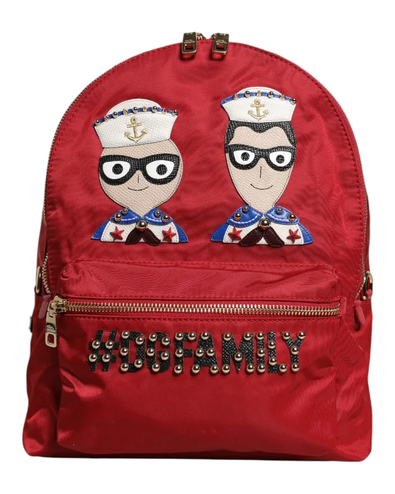 Dolce & Gabbana Women's Red #dgfamily Vulcano Embellishment Backpack Bag Nylon Calf Leather Pc Red