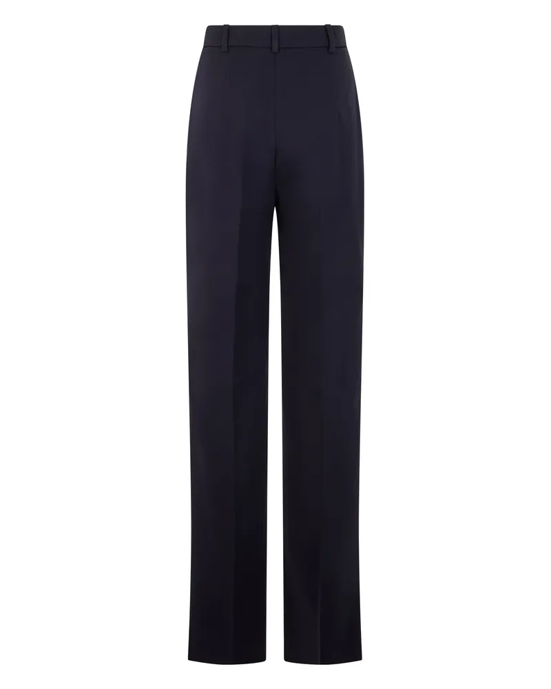 Max Mara Women's Trousers High-Waisted Blue Cotton Straight Blue