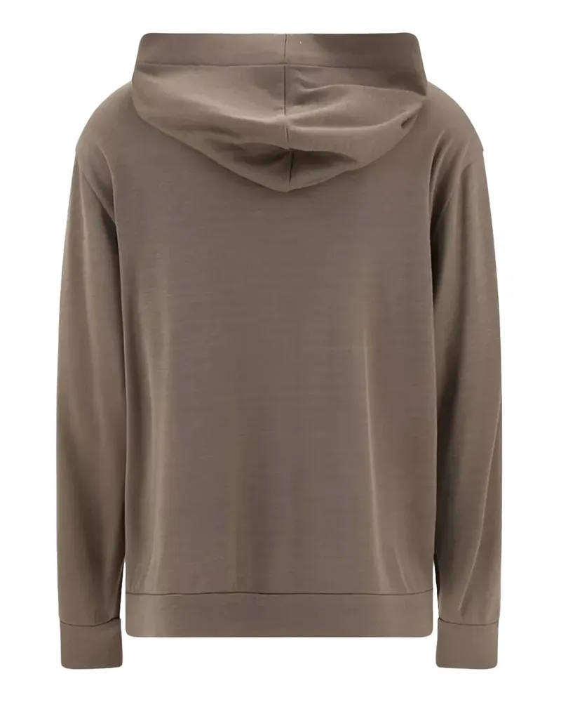 Brunello Cucinelli Embellished Cotton-Silk Hoodie — Brown Brown