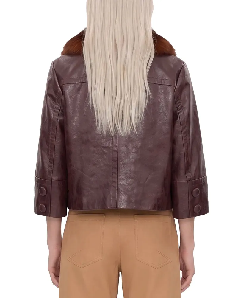 Chloé Women's Veste En Cuir Veau Brillant Dark Purple Jacket Purple