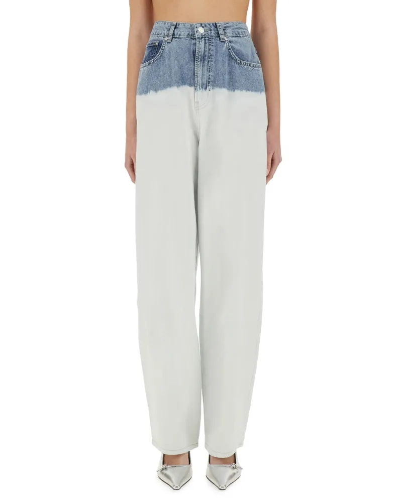 Moschino Two-Tone Cotton Jeans — White White