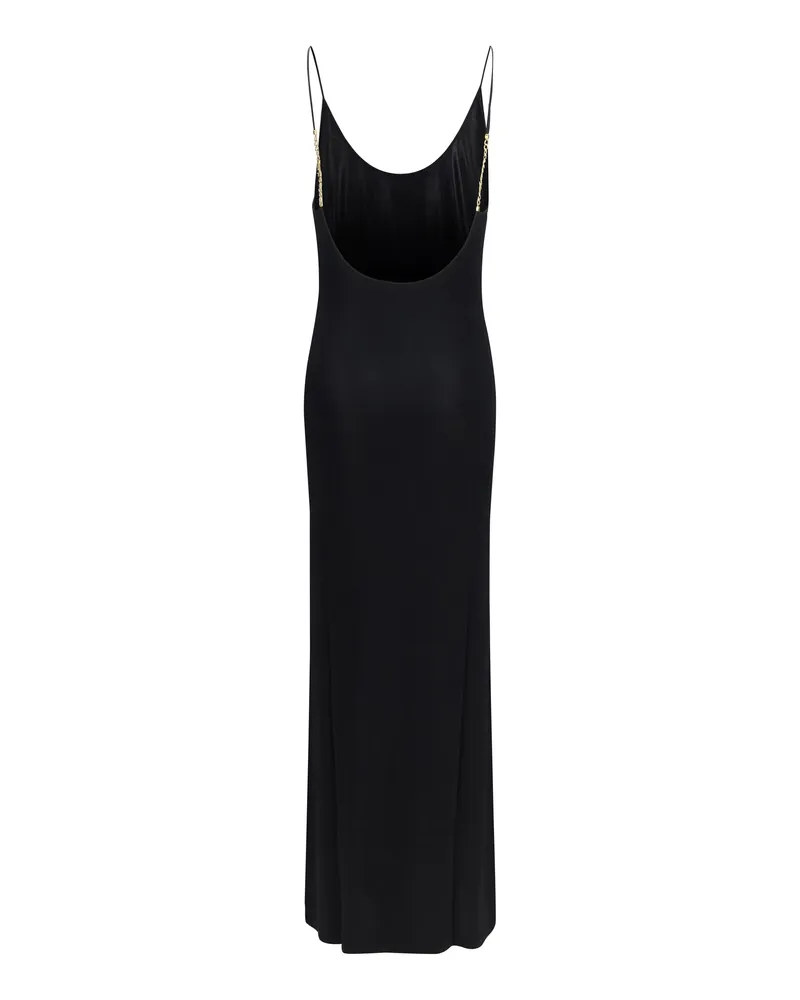 Saint Laurent Women Backless Knit Dress Cassandre Chain Black Viscose Black