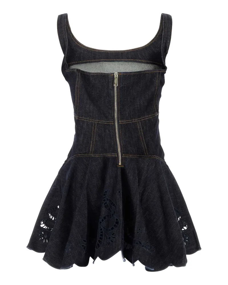 Self-Portrait Women's Denim Mini Dress Blue Abiti Navy