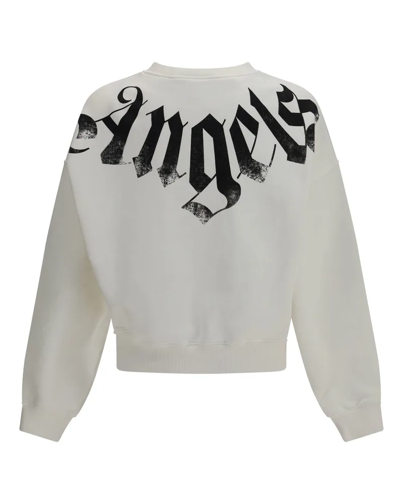 Palm Angels Men Big Neck Logo Sweatshirt Off White Black Cotton; Elastane Sweatshirts Sweater White