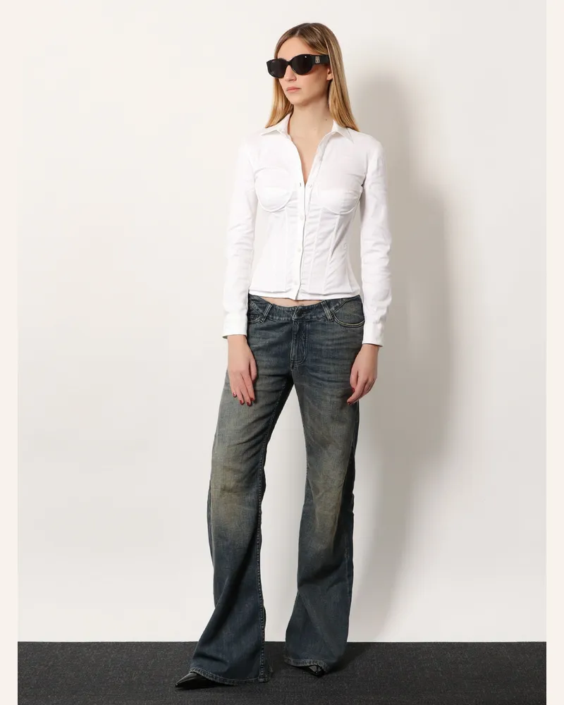 Balenciaga Women's Curved Waist Pants Blue Cotton Jean Blue