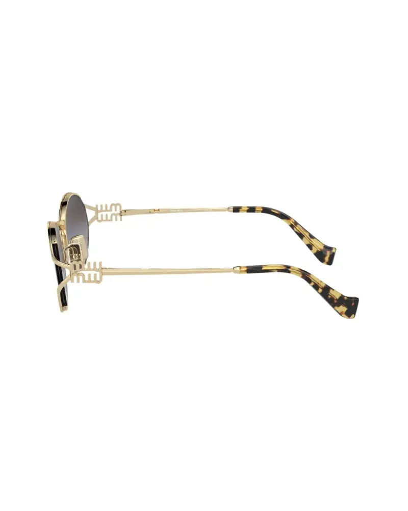 Miu Miu SMU52YZVN5D1 Oval Metal Frame Sunglasses — Gold Gold
