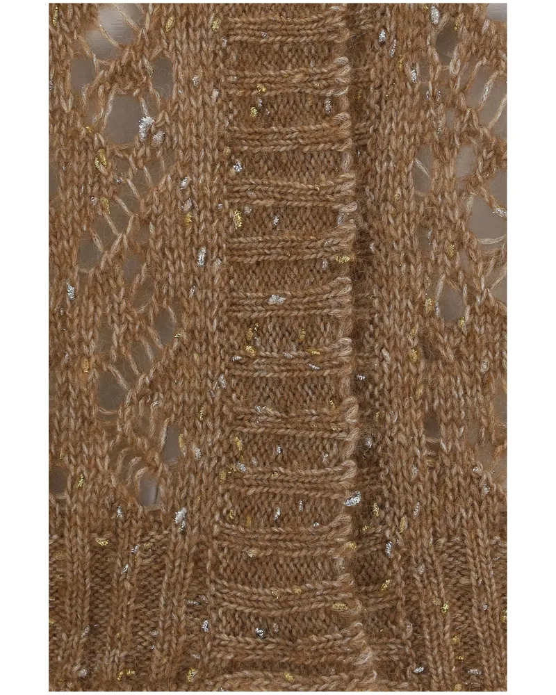 Max Mara Openwork Alpaca Blend Cardigan — Gray 
