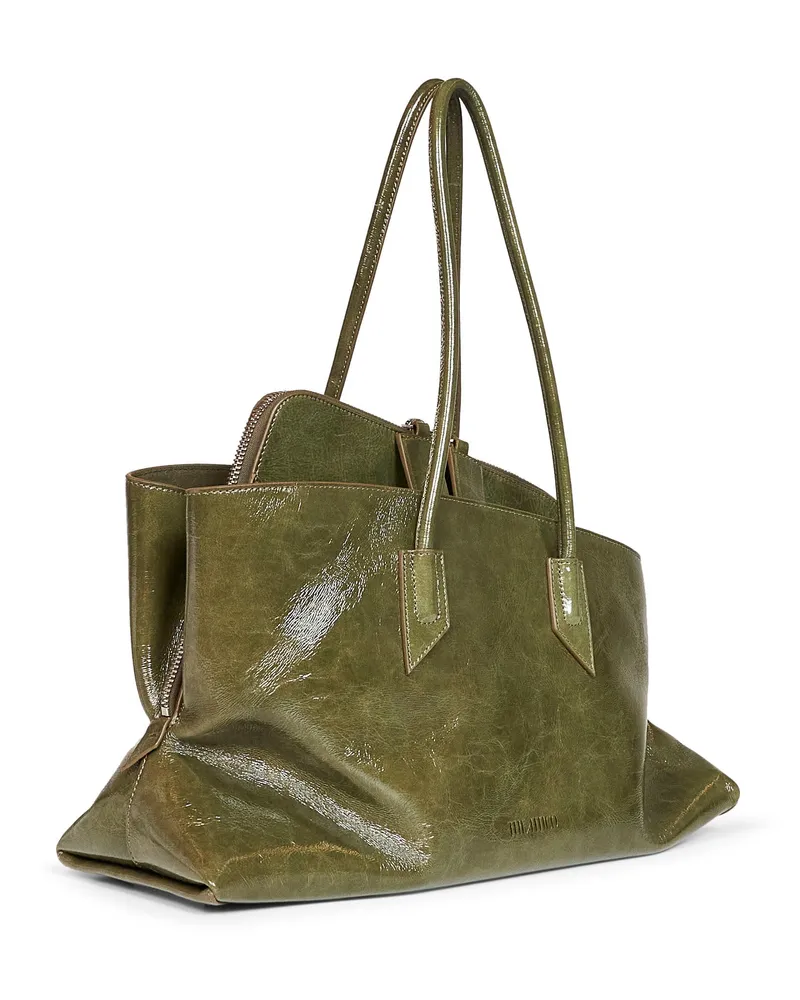 ATTICO Women's Top Handle Bag La Passeggiata Medium Olive Brown Green Calf Leather Handbags Hand Green