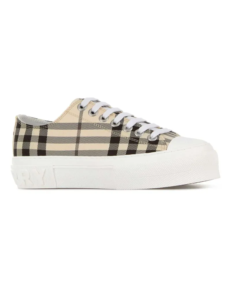 Burberry Women's Embroidered Cavas Sneakers Lightbeigecheck Beige