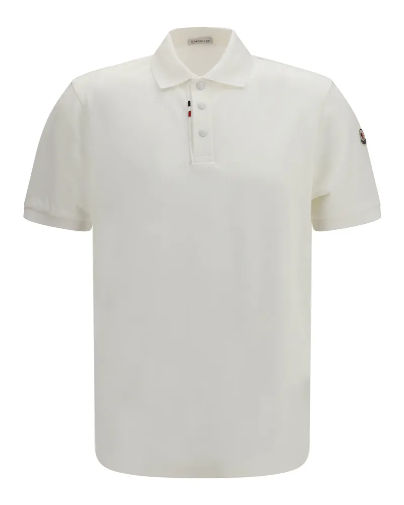 Moncler Men's Cotton Piqué Polo Shirt Natural T-shirts And Polos White