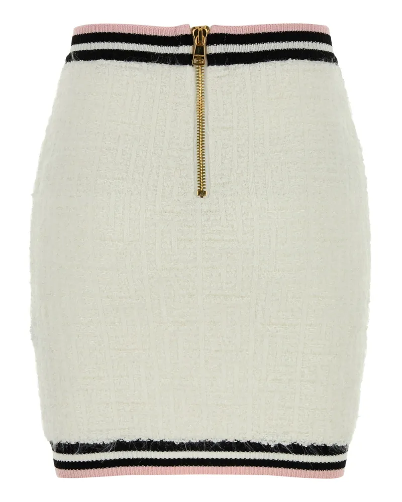 Balmain Cf0lb292kg15 Gqw Blancnoirblancrose Gonne Skirt Beige