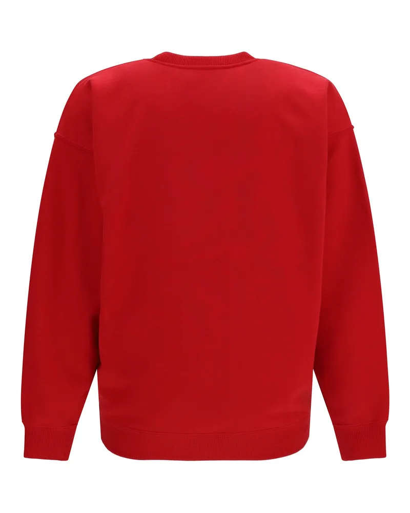 Saint Laurent Logo-Embroidered Cotton Sweatshirt — Red 